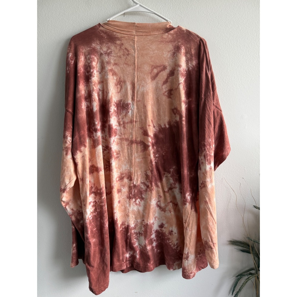 We The Free Free People Tie Dye Oversized Long Sleeve Tee Rust Peach Large 355 - Picture 3 of 7